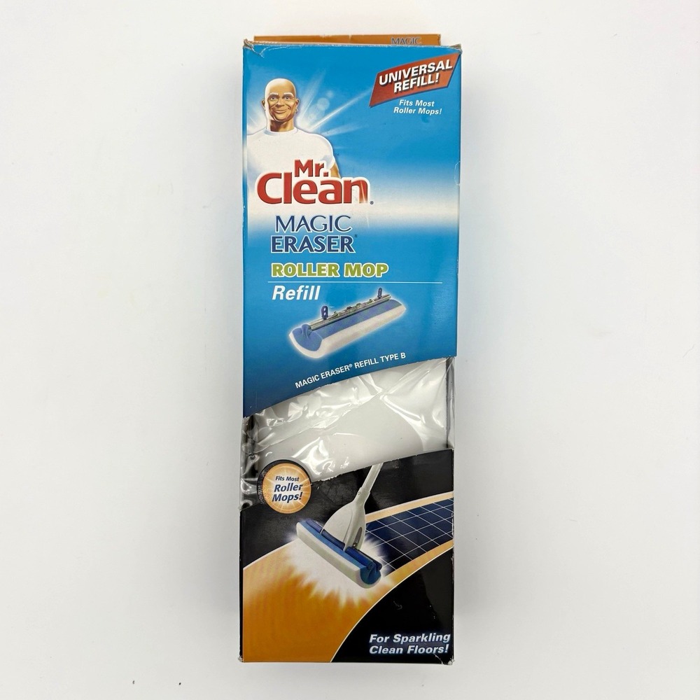 NIB Mr. Clean Magic Eraser Roller Mop Refill Type B Melamine White/Blue 1 Pack